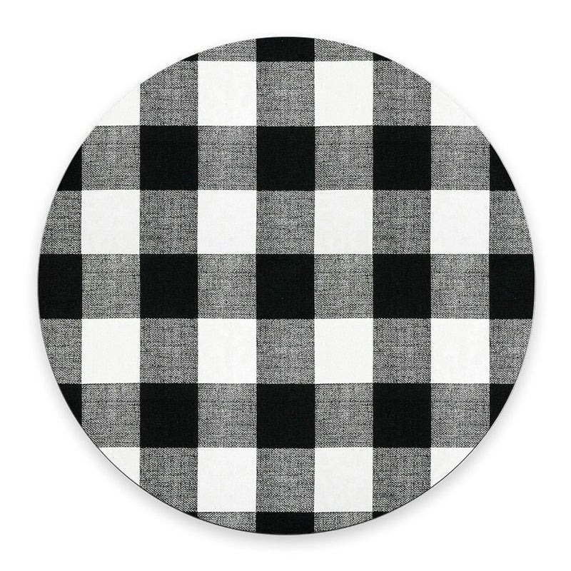 SSOIU Black and Black Buffalo Plaids Round Mouse Pad 7.87"X7.87" 20CM - Image 1